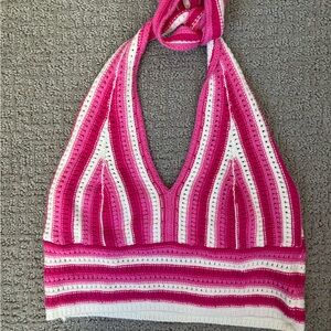 pink knit top